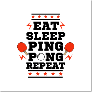 Eat Sleep Ping Pong Repeat - Red - Table Tennis Player Posters and Art